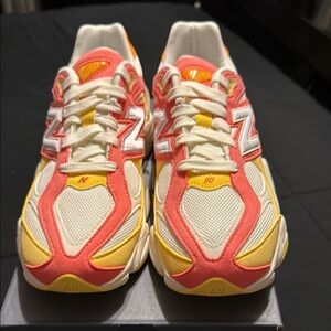 New Balance Coral and Yellow Sneakers